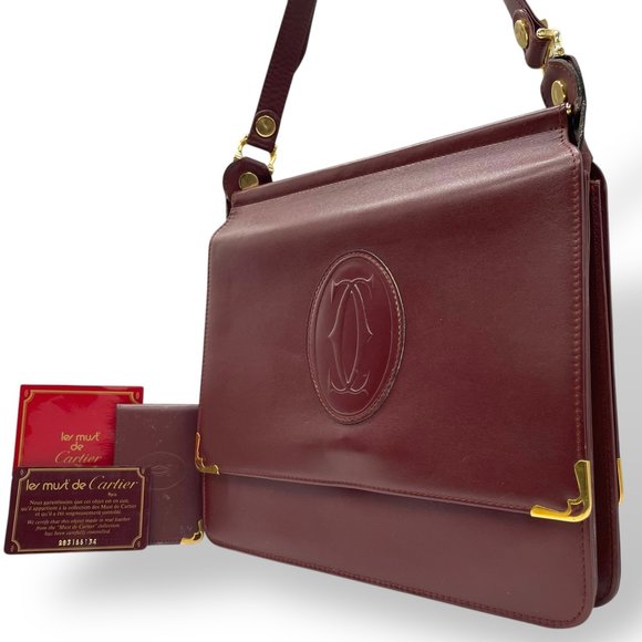 Cartier | Bags | Cartier Must Line Shoulder Bag W Flap Double Leather ...